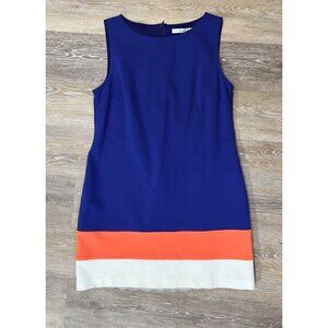 Trina Turk Sz 10 Blue Ponte Knit Shift Sheath Colorblock Mini Dress